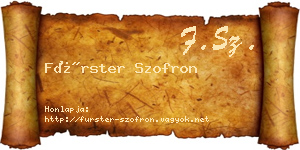 Fürster Szofron névjegykártya